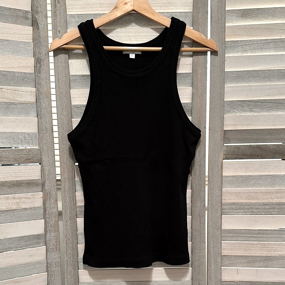 Agolde Bailey Black Ribbed Tank Top